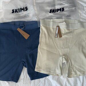 2 Pairs! Skims Cotton Rib Boxers Loungewear Harbor Women's Size Medium